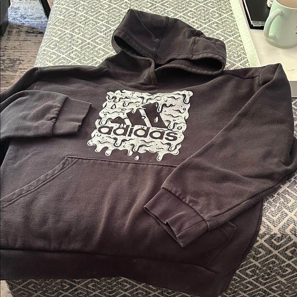 Adidas Charcoal Hoodie with Graphic Logo
